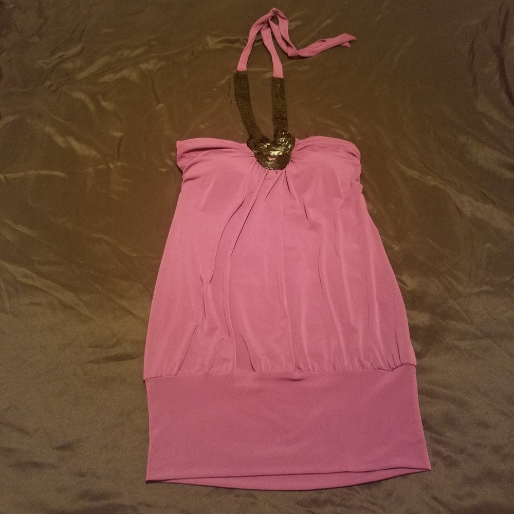 Urban vibe purple beaded halter neck top XS/S